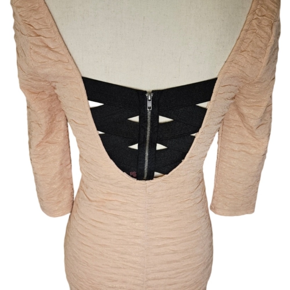 NWT - Material Girl Peach Sparkly Cocktail Dress - Picture 9 of 12